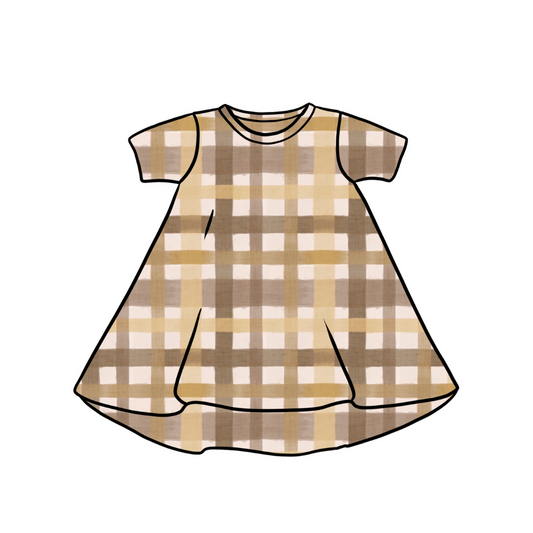 T-Shirt Dress | Long & Short Sleeves | Golden Gingham