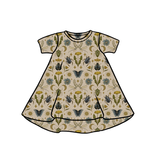 T-Shirt Dress | Long & Short Sleeves | Butterfly Garden | 6+