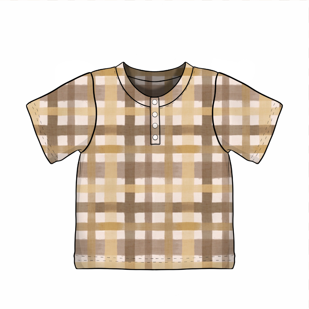 Henley Tee | Long & Short Sleeves | Golden Gingham