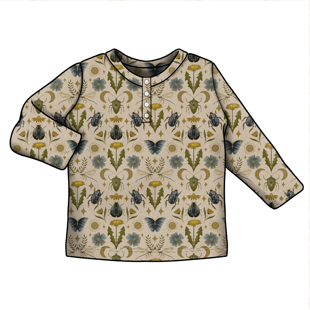 Henley Tee | Long & Short Sleeves | Butterfly Garden