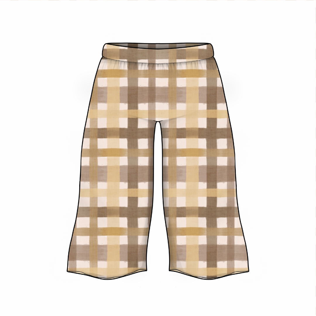 Wide Leg Trousers | Golden Gingham