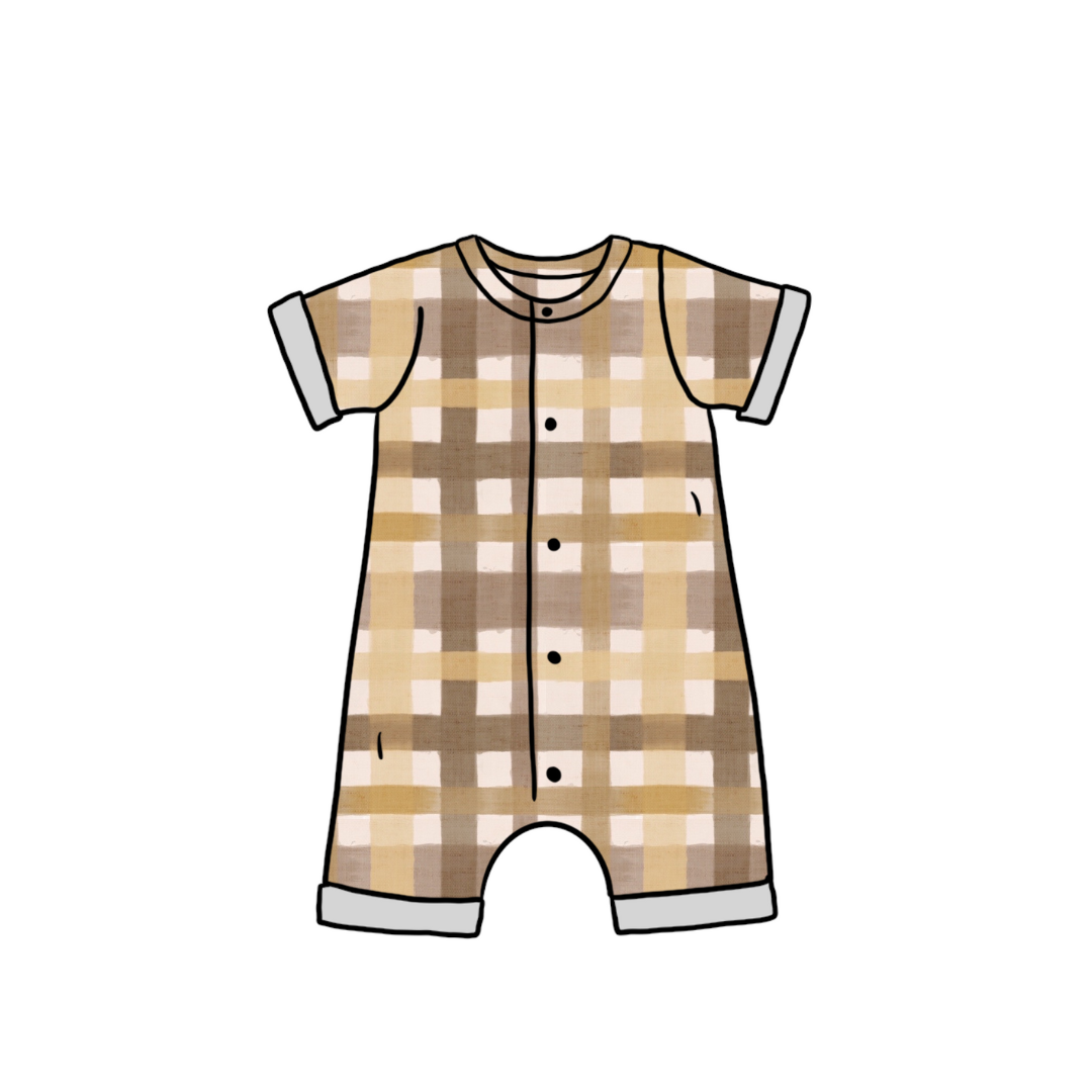 Shortie Romper | Golden Gingham