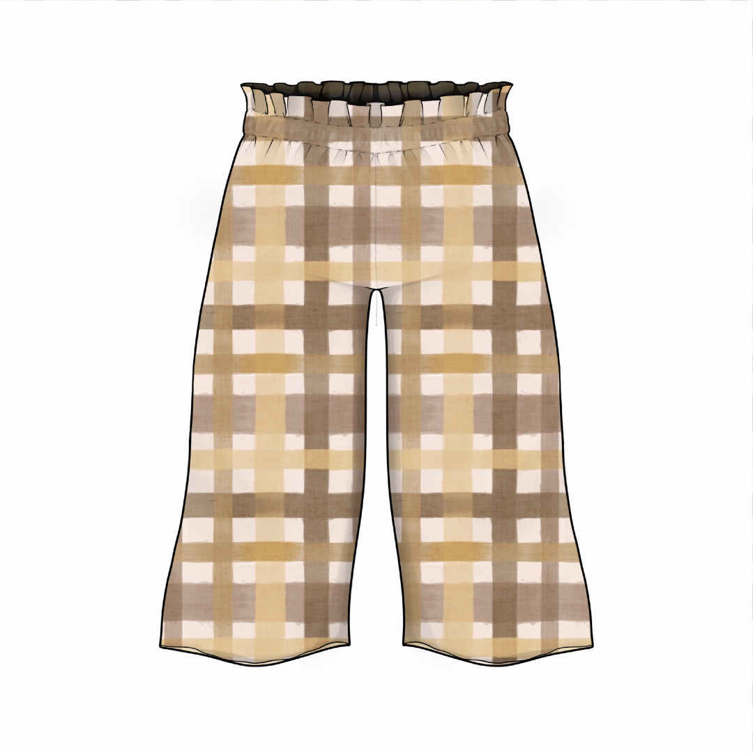 Wide Leg Trousers | Golden Gingham | 6+