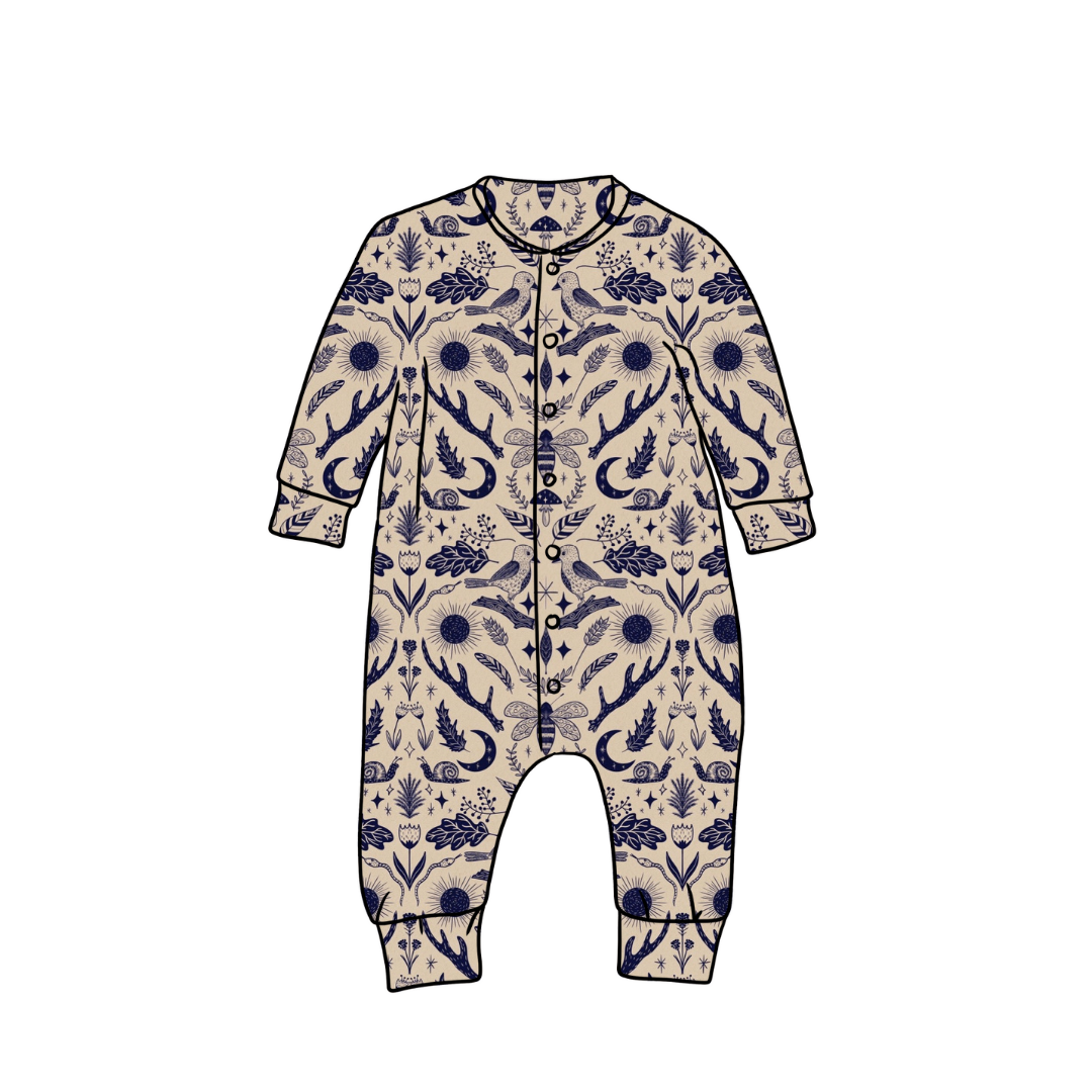 Long Popper Romper | Midnight Flora