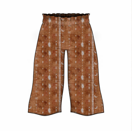 Wide Leg Trousers | Rust Aztec