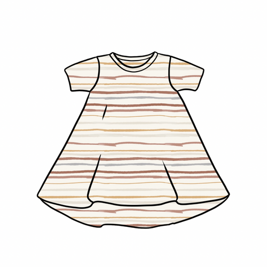 T-Shirt Dress | Long & Short Sleeves | Muted Stripes