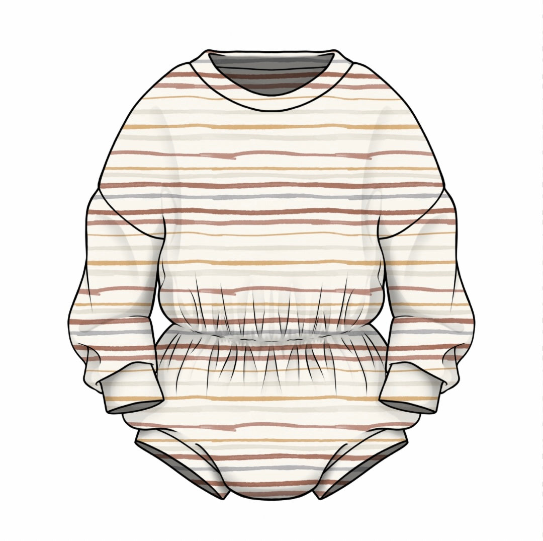 Sweater Romper | Muted Stripes