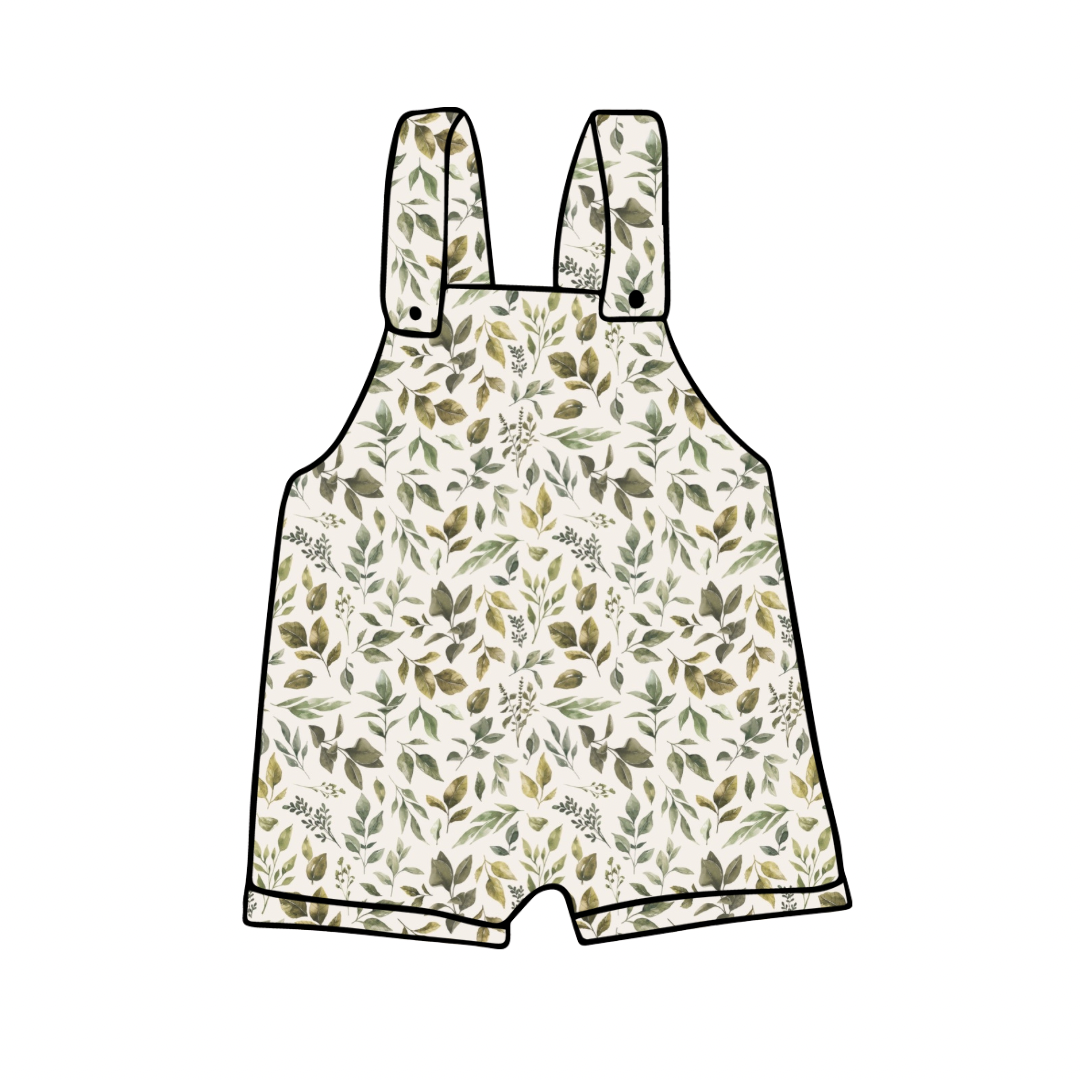 Shortie Dungarees | Boho Leaves