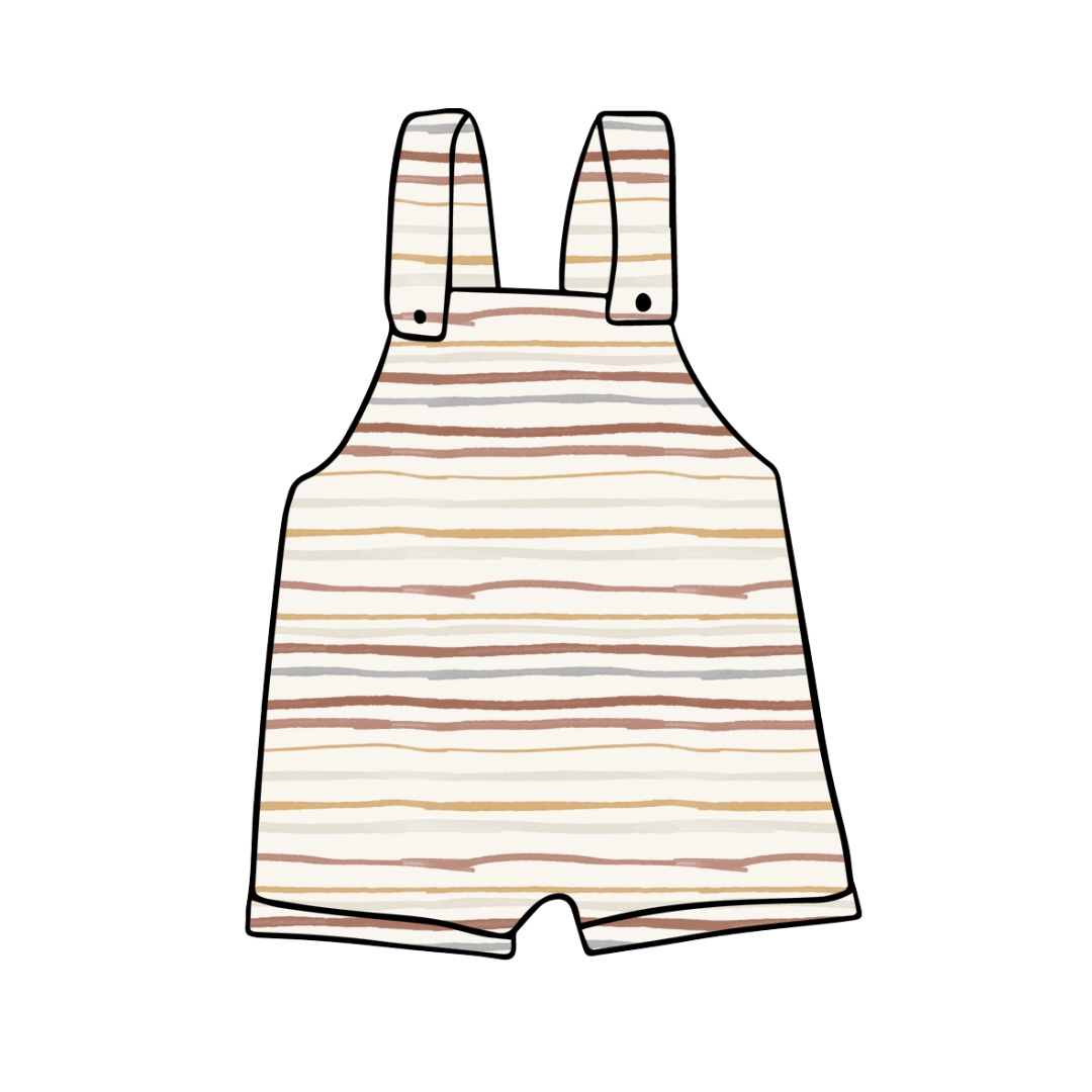 Shortie Dungarees | Muted Stripes