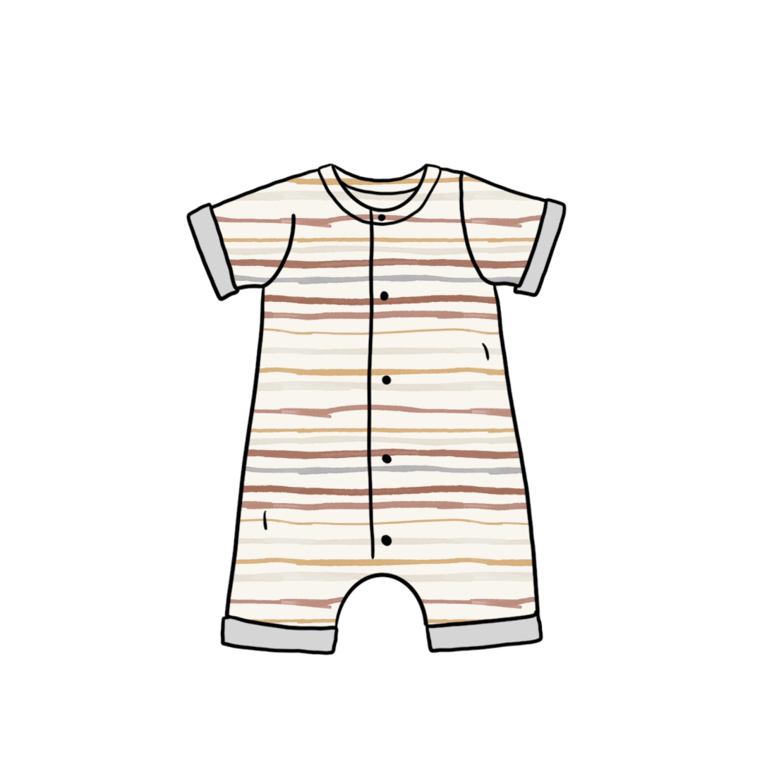 Shortie Romper | Muted Stripes